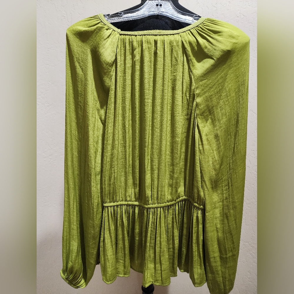 Anthropologie Calligraphie Green Oversized Peasant Peplum Witchy Blouse NWT L - Picture 5 of 7